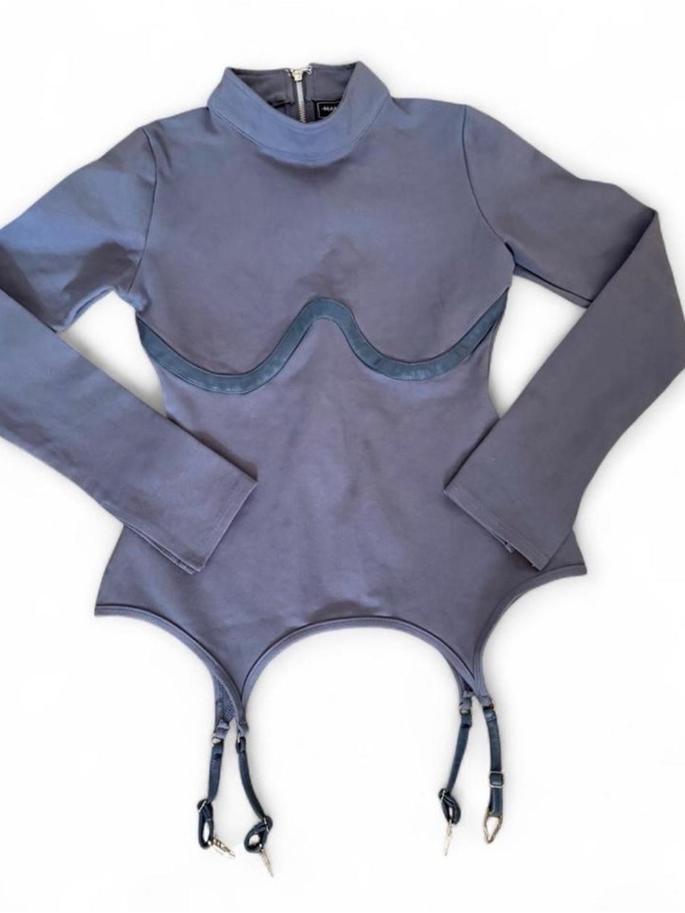 Maniere De Voir Long Sleeve One-Piece in Slate Gray